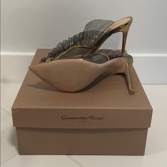 Gianvito Rossi -Ofelia Ruffle Trim PVC Mule- Sz 40 - Picture 4 of 8